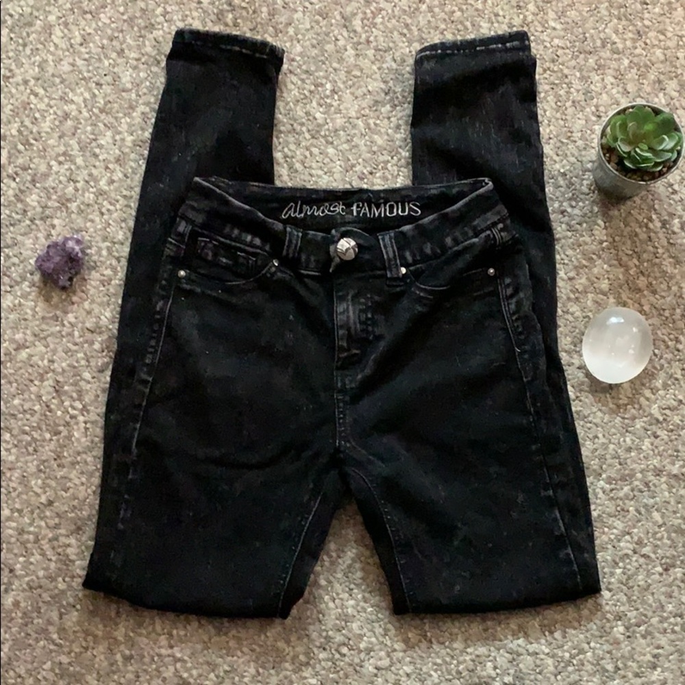 Almost famous black acid wash jeggings